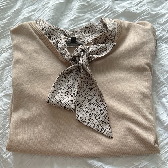 Adrianna Papell hammer satin tie neck sweater - Picture 3 of 8